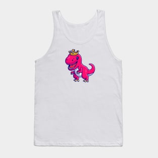 Cute Dinosaur Queen With Crown Cartoon Tank Top